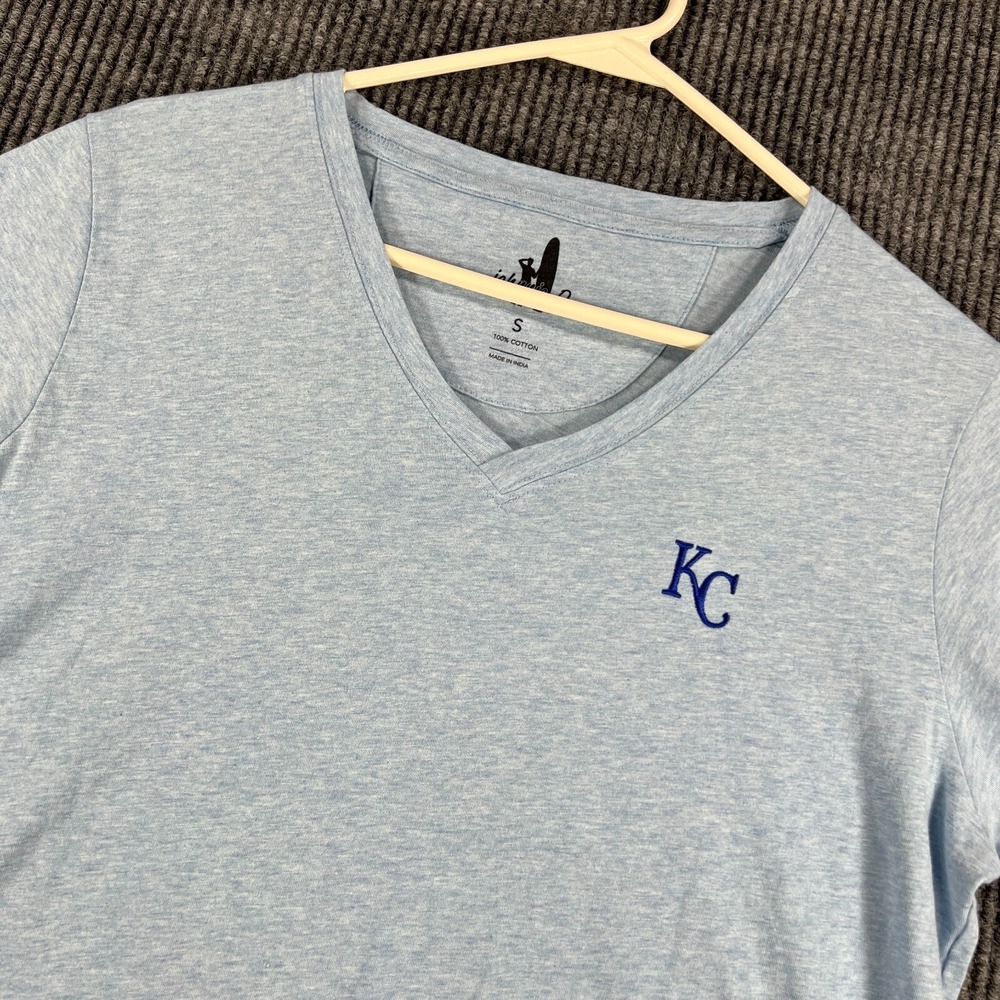 Kansas City Royals Shirt Womens Small Blue Short Sleeve V Neck Johnnie O MLB
